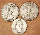 1936 & 1947 Walking Liberty Half Dollars & 1942-S Washington Quarter, Silver Lot
