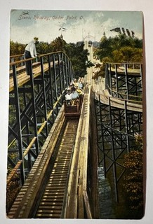 Scenic Railway Cedar Point Oh. Cartolina Early Roller Coaster 1910 circa