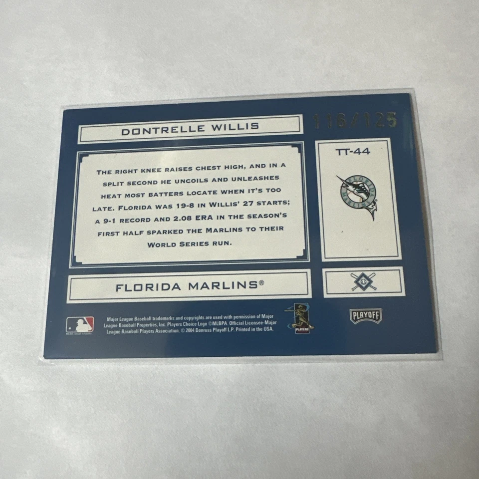 2004 Playoff Absolute Memorabilia Spectrum Blue /125 Dontrelle Willis #TT-44 - Image 2 of 2