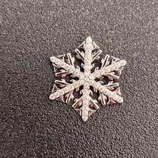 925 NEW Sterling Silver Pendant Snowflake Rhodium Plated High Polish 18mm