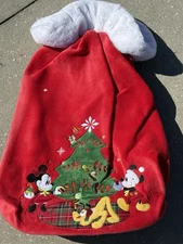 Disney Store Mickey & Minnie Christmas Tree Plush Red Santa Sack Bag 30" Rare