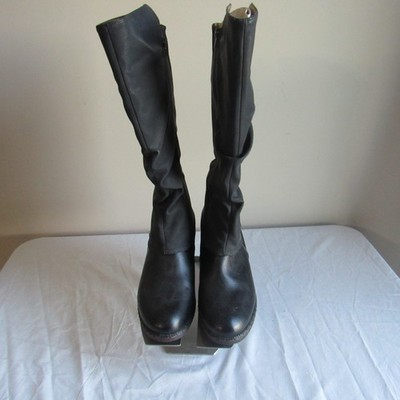 Ricker Leather Zip Knee Dress Boot Black 10/41 M Preowned