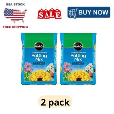 (2 pack) Miracle-Gro Moisture Control Potting Mix 25 Qt Container Plants