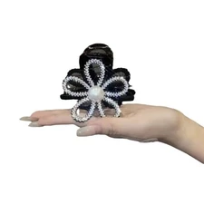 Stylish Rhinestone Flower Hair Grip Korean Style for Women Ponytail and Bun