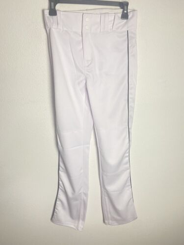 PowerTek Athletic White Youth Baseball Pant with black piping.  Youth Large New - Picture 1 of 8