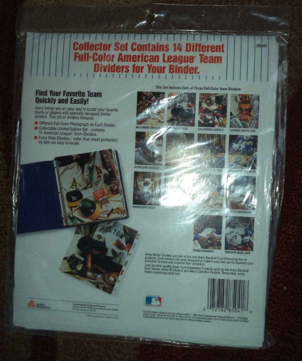 1990 Avery Major League Baseball MLB American League 14 Team Binder  Dividers NIP | eBay