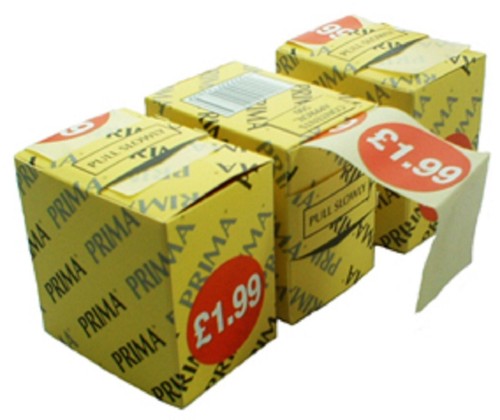 Roll of 500 £1.99 Red Price Labels Self Adhesive Stickers QUALITY 45mm PRIMA - Picture 3 of 5