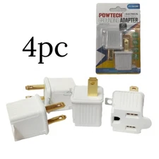 4 pc 2 Prong to 3 Prong Grounding Plug Adapters Outlet Converter 125V 1875 Watts