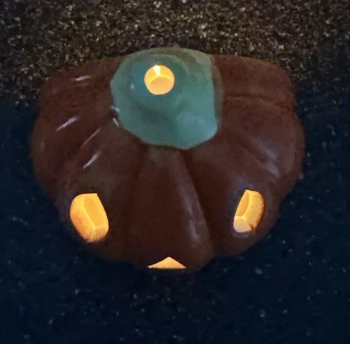 Estatuilla luminaria vela Jack-O-Lantern decoración de Halloween vintage - Imagen 14 de 15