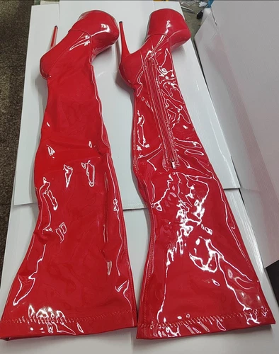 35-47 Übergröße 30 cm super hoher Stilettoabsatz Damen & Plateau Overknee Stiefel Reißverschluss - Bild 31 von 31