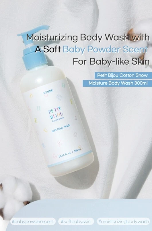 ETUDE Petit Bijou Cotton Snow Soft Body Wash 300ml Mild Body Cleanser K-Beauty - Image 2 of 4
