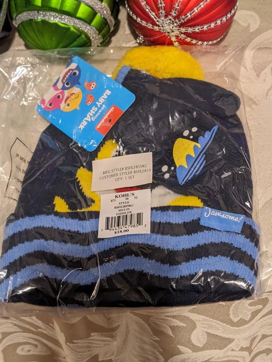 Toddler Boys and Girls Baby Shark Beanie Hat & Mittens Set Size 2T