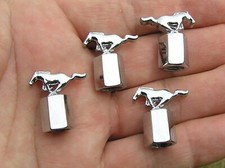 MUSTANG PONY TYRE VALVE CAPS SET of 4 Badge Emblems Tire fits Ford Mustang etc