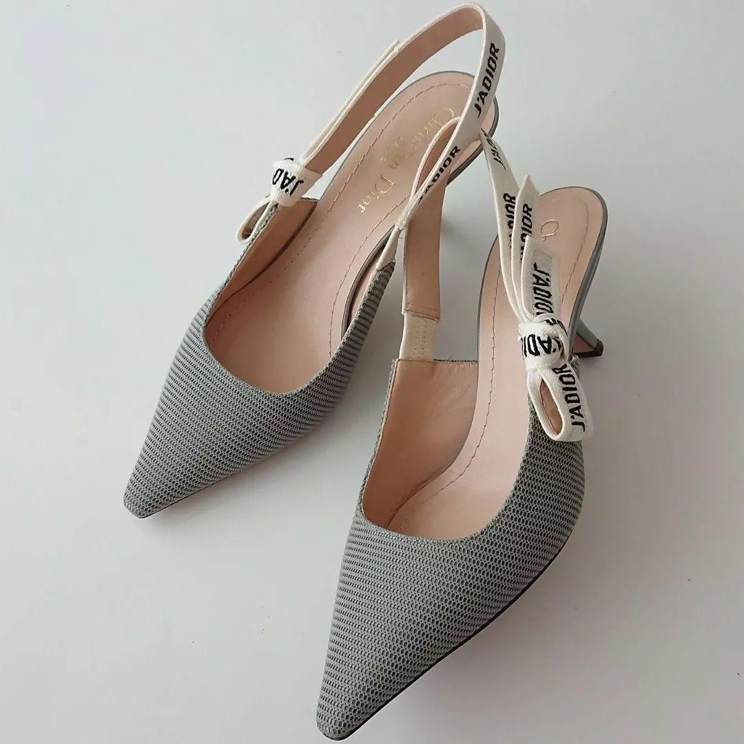 Escarpins Christian Dior J'Adior Slingback gris tissu technique taille 36,5 US 6,5 