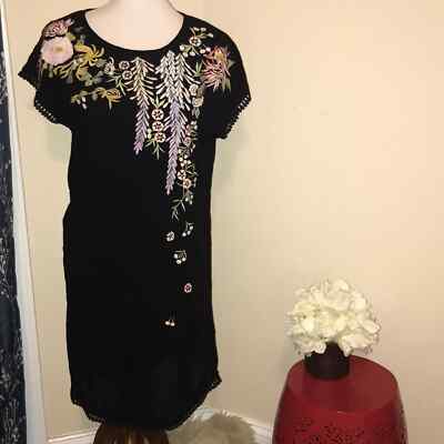 Sundance Floral Embroidered Shift Dress sz XS X-Small Short Sleeve | eBay