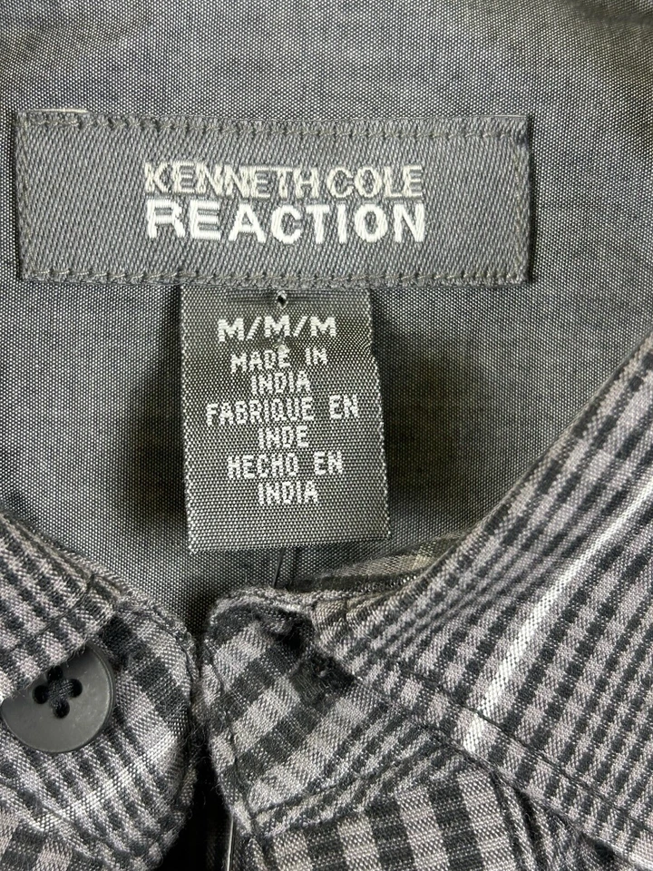 Camisa de vestir Kenneth Cole Reaction para hombre M manga larga marrón rayas abotonadas Foto 4 de 4