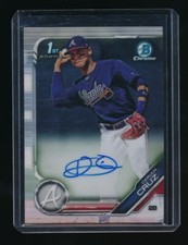 DERIAN CRUZ 2019 BOWMAN CHROME PROSPECT AUTOGRAPH RC AUTO *ATLANTA BRAVES*
