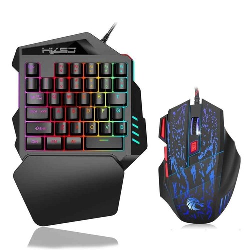 X2 Mobile Phone One Hand Video Game Keyboard Keypad Gaming LED 7 Color DPI Mouse - Picture 4 of 15