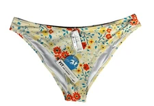 New Cupshe Bikini Swim Bottom Size XL Yellow Floral Fairy Cruise Pool Vacation