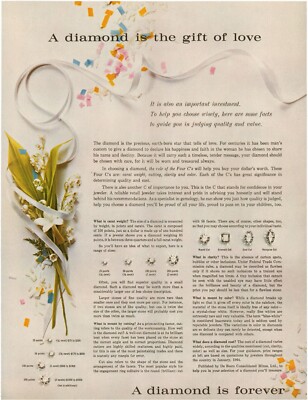1964 A Diamond Gift Is The Gift Of Love, De Beers Consolidated Mines Print Ad