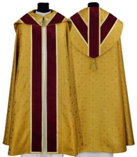 Gold/red Semi Gothic Cope with stole Vestment Capa pluvial Dorada KY000AGC16p