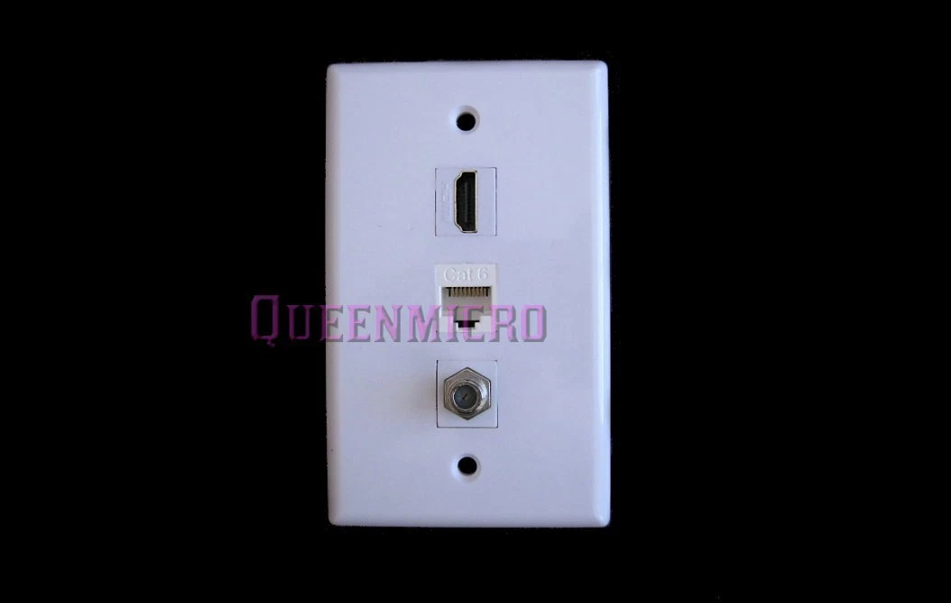 Piastra A Muro Avorio Per Scatole Standard Riteav – 2 HDMI 1 Porte Cavo Coassiale TV Tipo F Connettori Per Cablaggio Casa
