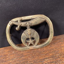 Vintage 1980 Shriners Belt Buckle BBB Solid Brass USA Freemasony Baron Masonic