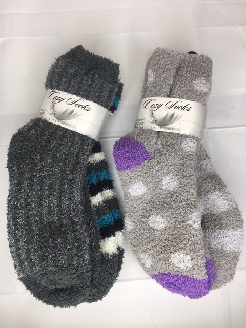 6 Pairs Women Plain Super Soft Cozy Fuzzy Socks Warm Slipper Knee High Size 9-11