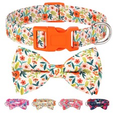 Floral Dog Collar with Bowtie Cute Bowknot Girl/Boy Puppy Spring Summer Flower
