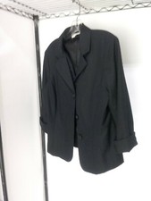 WOMEN'S BLACK POLY BLAZER / JACKET SIZE 10 LONG SLEEVE POCKETS BUTTON FRONT