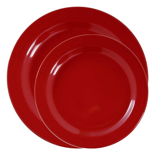Red Green Round Disposable Holiday Dinner Salad Plates, Plastic Dinnerware 120pc - Picture 17 of 22