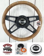 1976-1996 Jeep wood steering wheel  13 1/2" Grant 4 spoke walnut
