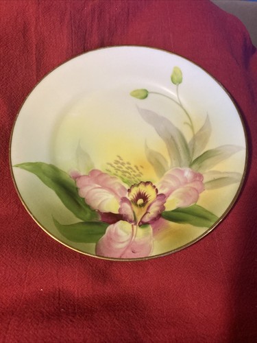 Noritake Nippon Morimura 6.5” Dessert Plate Handpainted Jpn Pink Floral Gold Rim - Picture 7 of 7