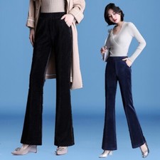 Women Corduroy Bell Bottoms Flared Pants Trousers Casual Formal Winter