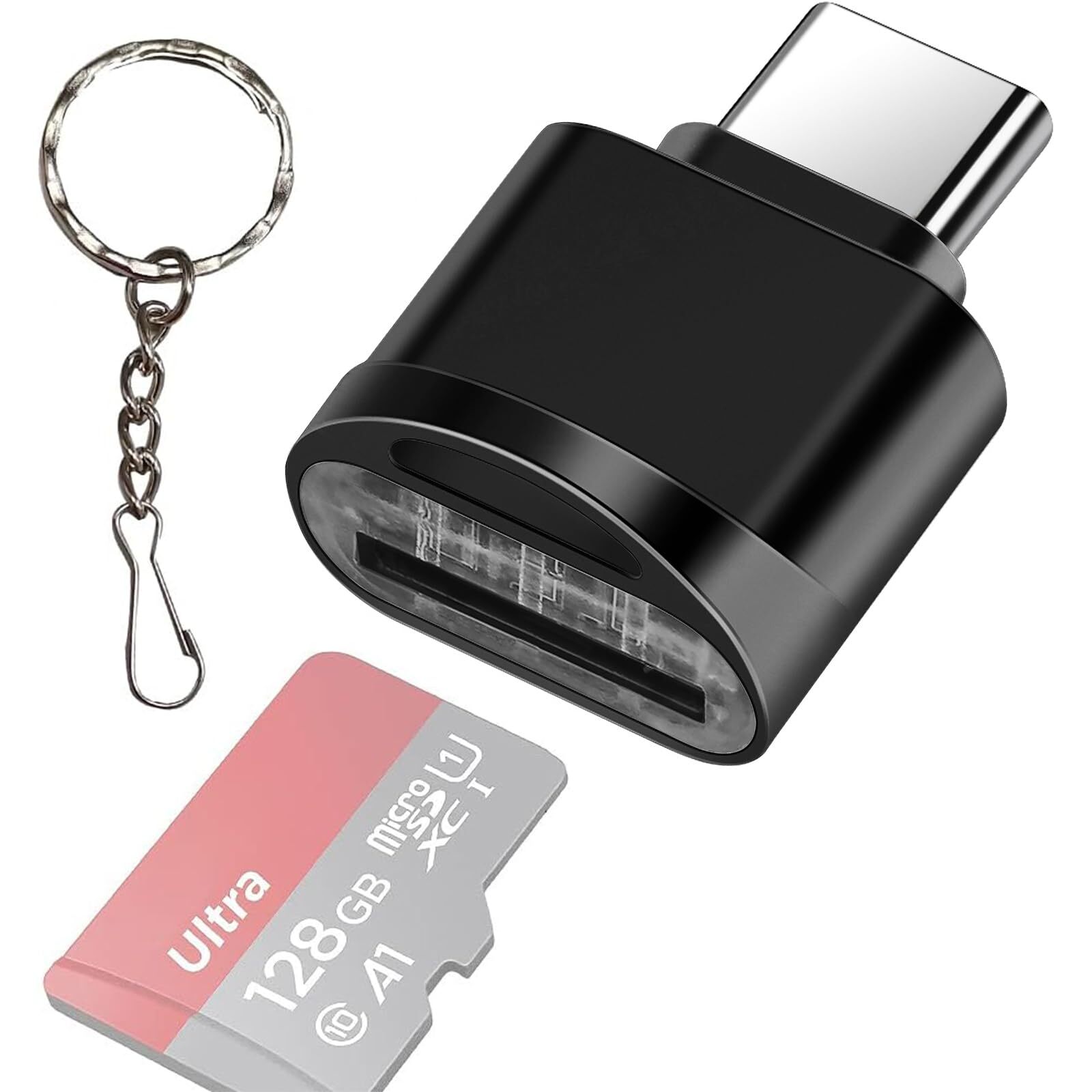 Type C Micro SD/TF Card Reader with Keychain, USB C to Micro SD SDHC SDXC OTG...