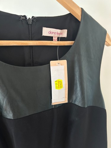 Diana Ferrari Size 12 Black Faux Leather Yoke Dress Brand New $180 - Picture 9 of 9