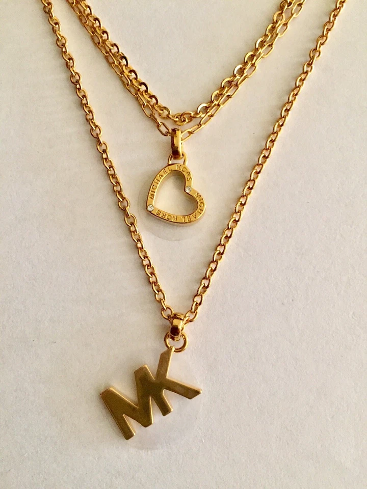 NUEVO CON ETIQUETAS MK Logo Corazón Collares Colgantes Envío Gratis Foto 2 de 4