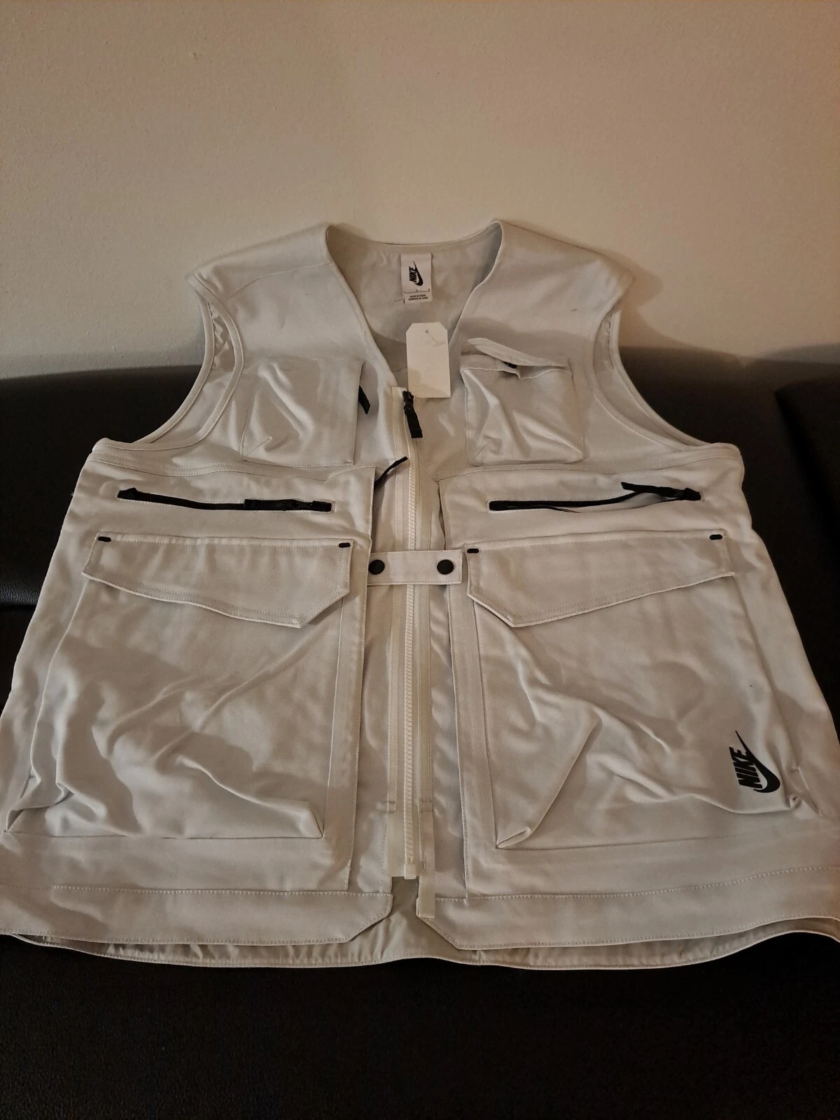 Nike NikeLab Utility Fishing Vest Off White Bone Size XL Extra Large 942119 107