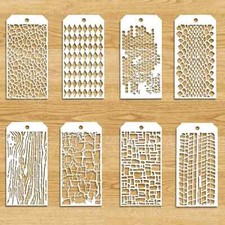 8 Pieces Stencils for Crafts Reusable Texture Geometric Stencils Net Wood Mixed