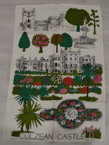 Vintage Tea Towel Linen Culzean Castle Pat Albeck National Trust For Scotland - Picture 1 of 5