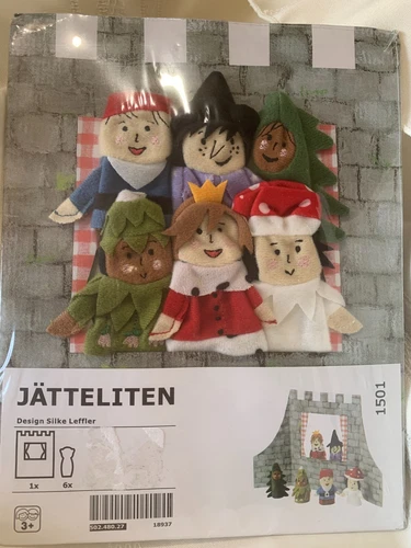 Ikea Finger Puppets Castle New in Package 6 Puppets w/ Background