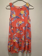 Old Navy Dress Size S Sleeveless Ruffled Hem Pink-Orange Floral
