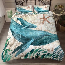 Save The Ocean Comforter Ocean Beach Comforter Bedding Set Teal Animal Sea Print