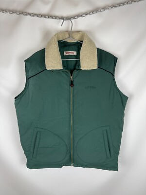 Levi s vintage nylon down vest fake sheep fur collar gilet