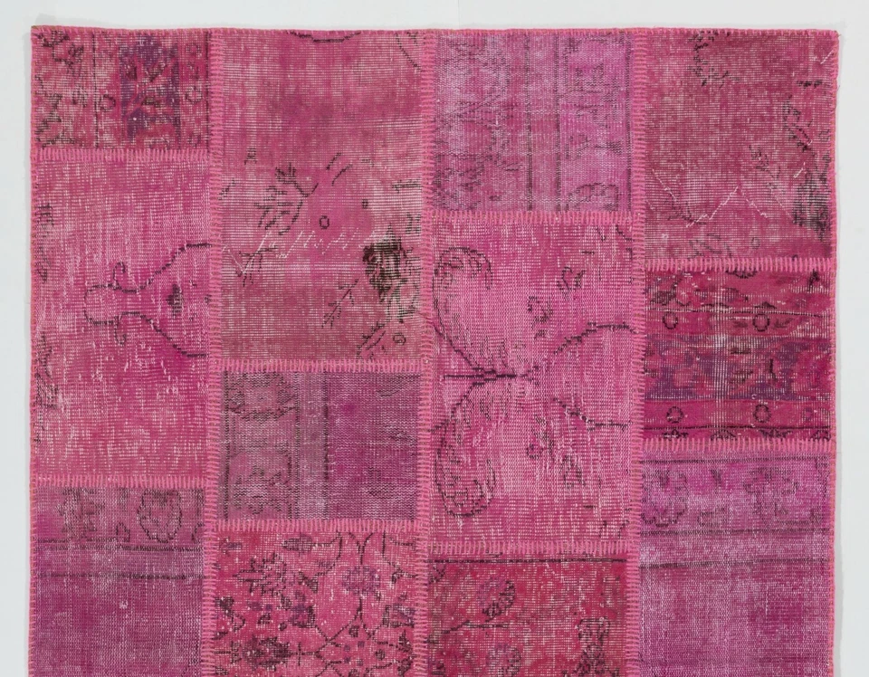 Handmade Patchwork Rug Made from Over-Dyed Vintage Carpets, CUSTOM OPTIONS Av. - Image 2 of 4