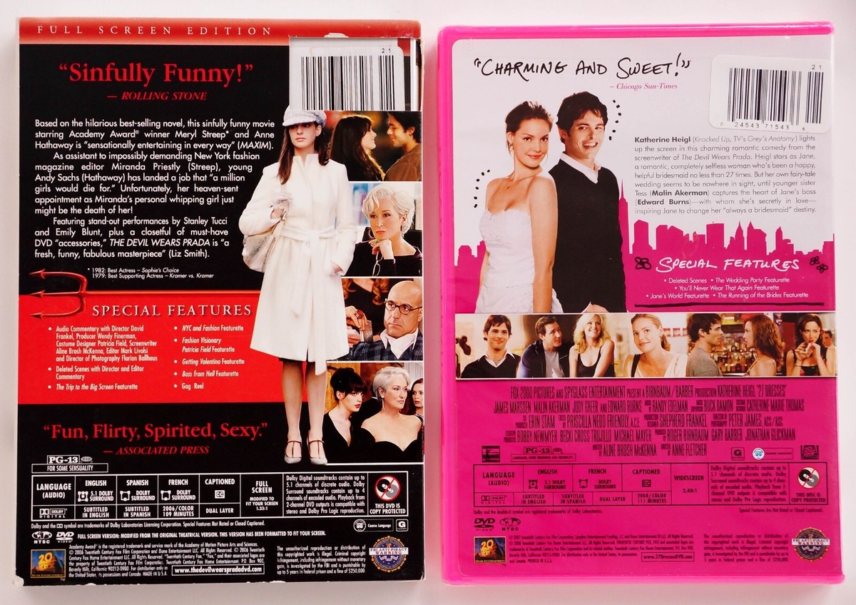 The Devil Wears Prada (DVD, 2006) & 27 Dresses (DVD, 2008) Lot