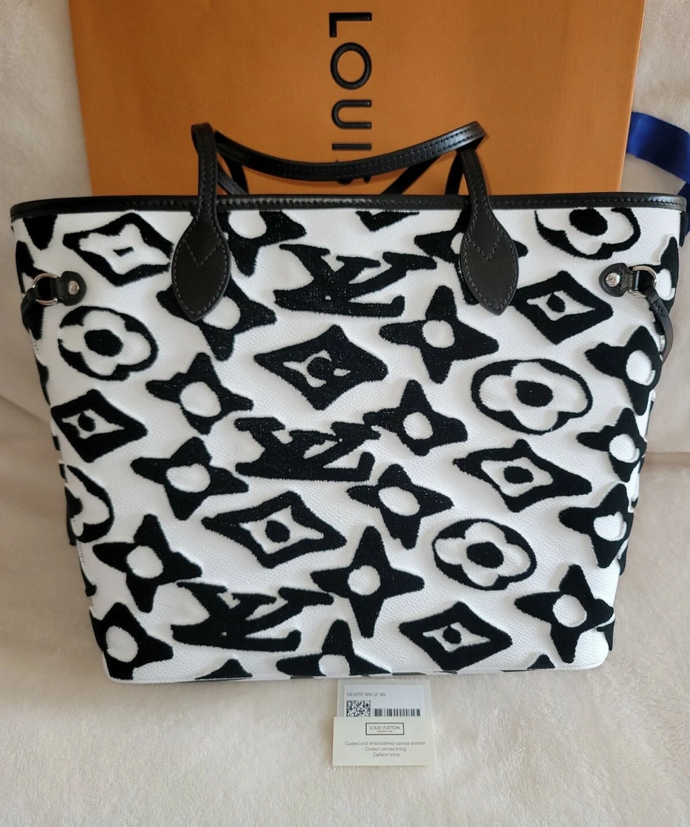 Louis Vuitton Neverfull MM Black White Giant Flower Monogram Bag Urs  Fischer LVx