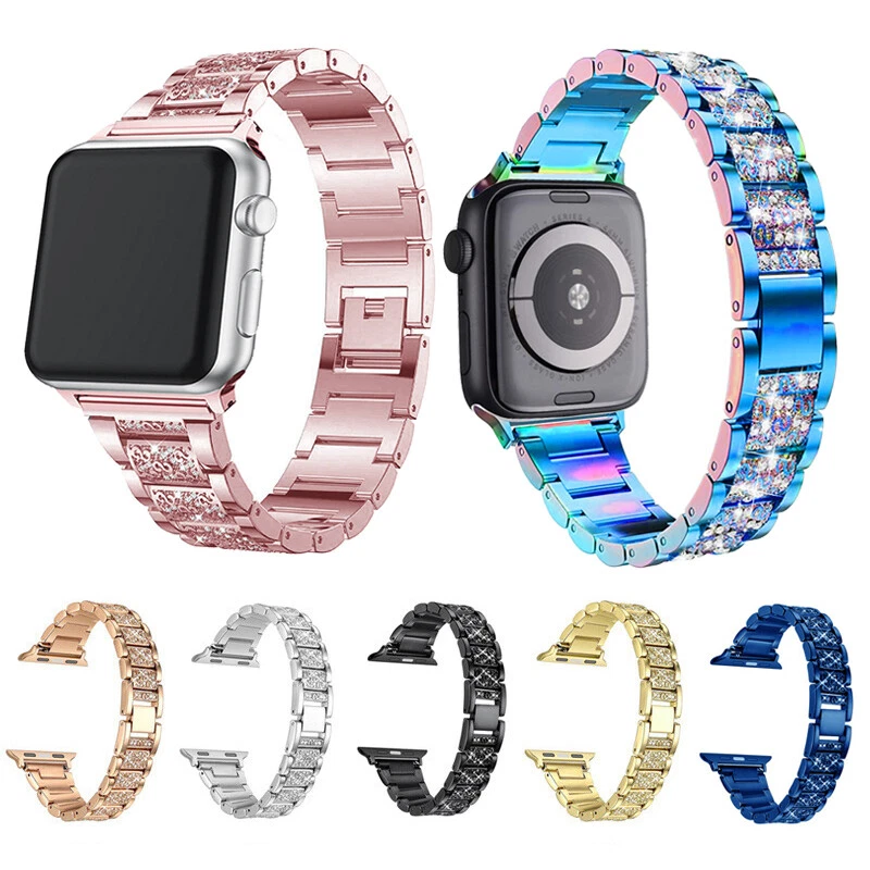 41 45mm Bling Stainless Steel Band Rhinestones Strap For Apple