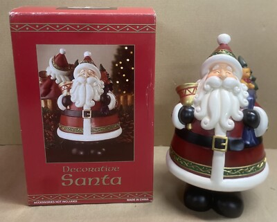 Costco Decorative Santa Figurine w Bell & Bag of Toys, 10 -NEW OPEN BOX