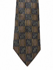 Albert Nipon 100% Silk Necktie Black Gold Purple Geometric Abstract Made in USA